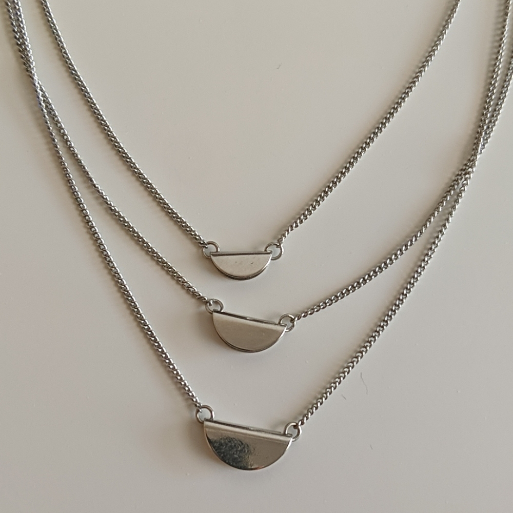 Dainty, multilayered semi-circle charm necklace